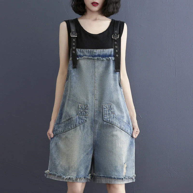 Stylish denim suspenders for women, perfect for plus-size fashion enthusiasts