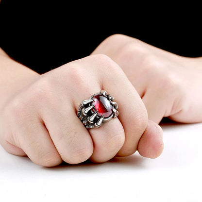 Vintage titanium steel zircon ring with intricate design and retro charm