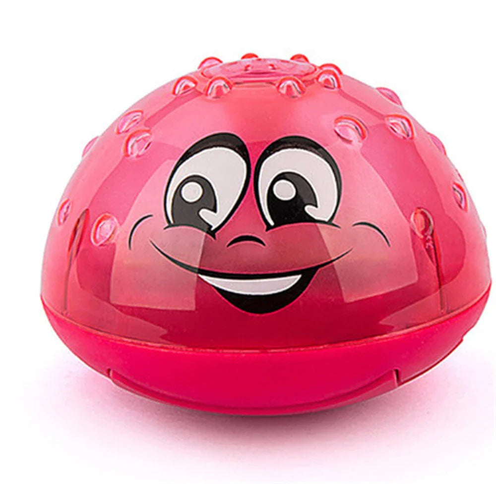 Rotating water sprinkler toy with colourful design and water spray feature for children's bath time fun