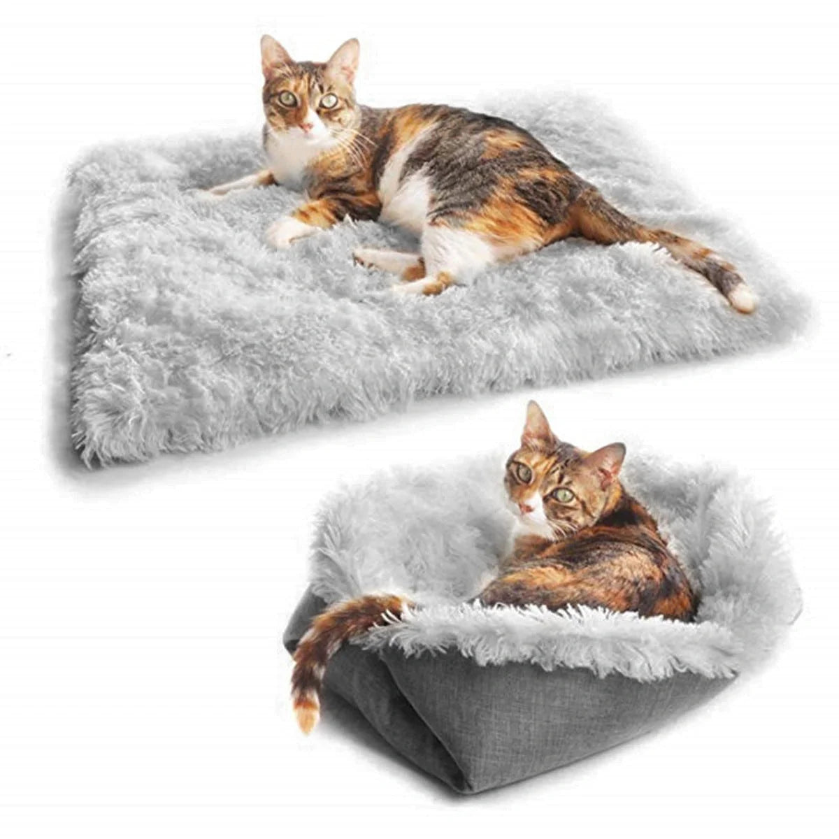 Foldable fleece pet bed mat for dogs and cats, soft warm sleep cushion