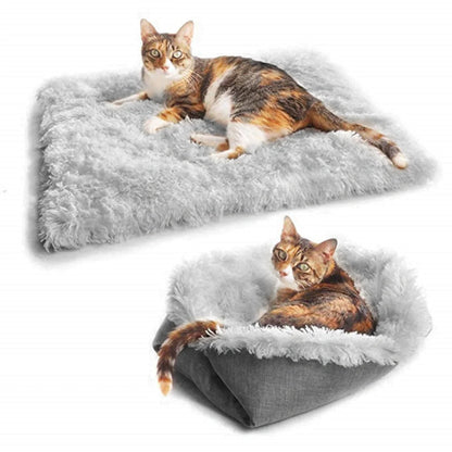 Foldable fleece pet bed mat for dogs and cats, soft warm sleep cushion