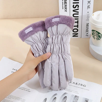 Cosy winter gloves with touch screen capability and fleece lining, available in various stylish colour options