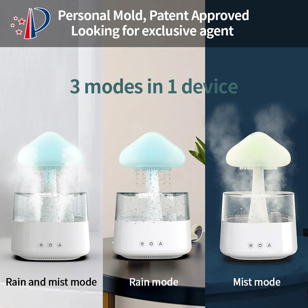 2-in-1 Desk Humidifier with raining cloud design and aromatherapy function