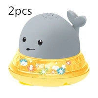 Electric induction whale spray toy for baby bath time with automatic water spray and lights