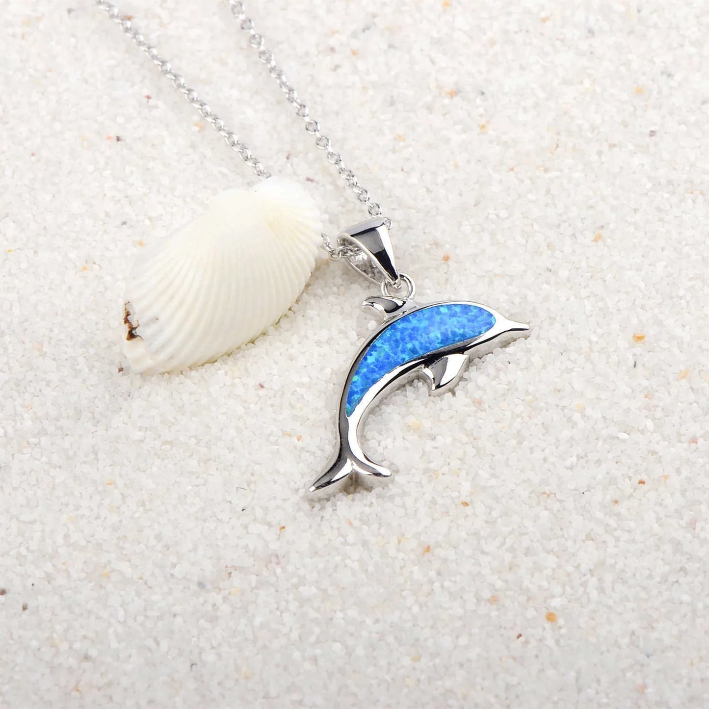 Elegant Ocean Dolphin Copper Necklace with Opal - A stylish women's jewellery piece