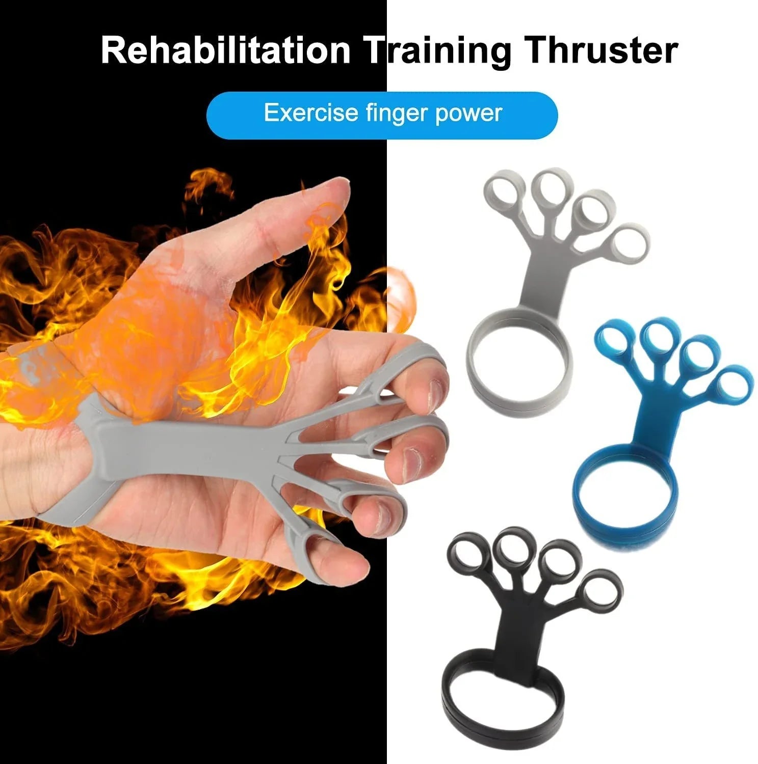 Premium silicone finger strengthener device for improving hand grip, relieving arthritis pain, and building finger dexterity