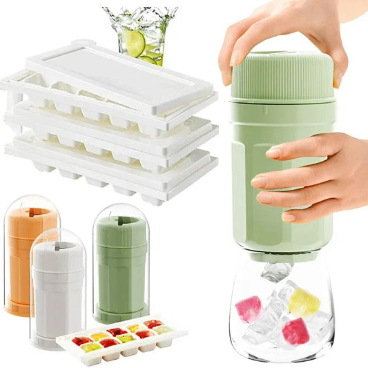 Twist ice cube tray with rotating release mechanism, perfect for freezers and refrigerators