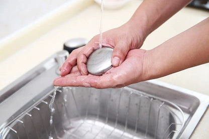 Oval stainless steel odour removal soap for modern kitchens