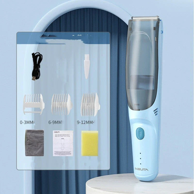 Cordless electric baby hair clipper with suction function for safe, mess-free haircuts
