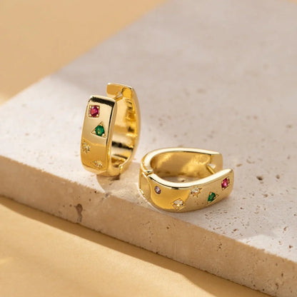 Elegant Multi-Colour Square Zircon Earrings for Women in gold and silver