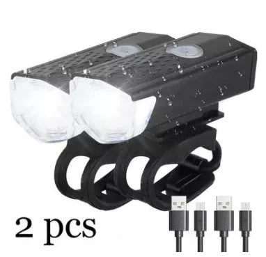USB rechargeable bicycle front light with high-intensity beam for night riding