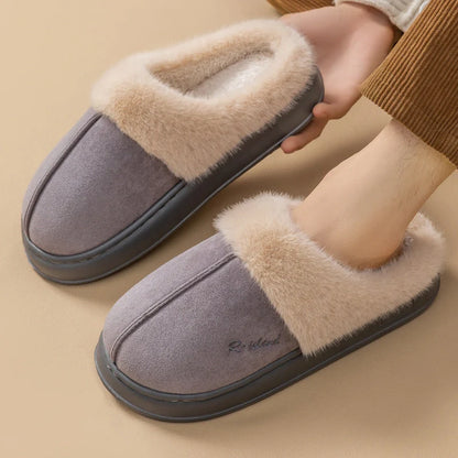 Cosy, fluffy cotton slippers in a variety of colours, featuring non-slip soles for indoor and outdoor wear