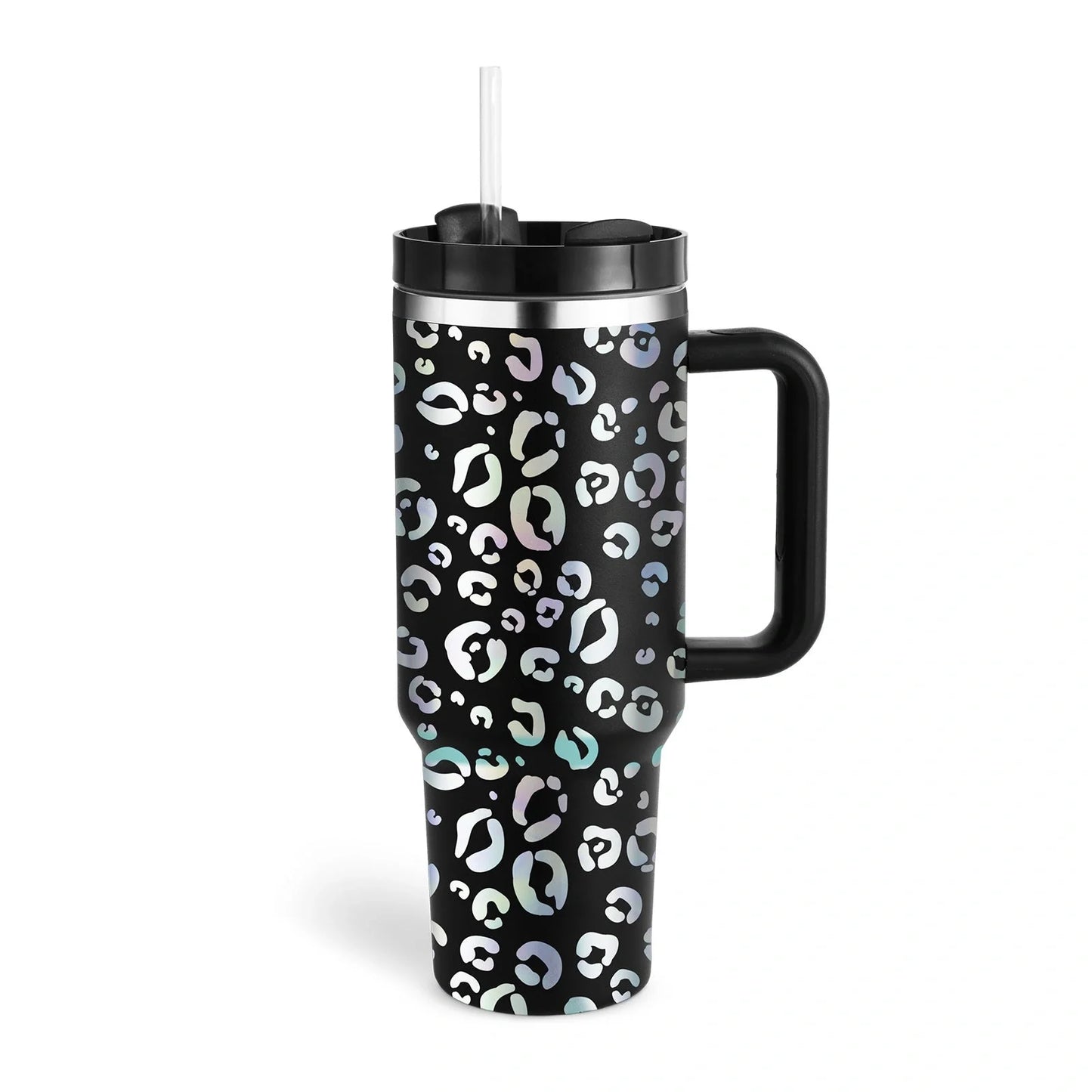 40oz stainless steel coffee mug with handle and straw, BPA-free, various colours available