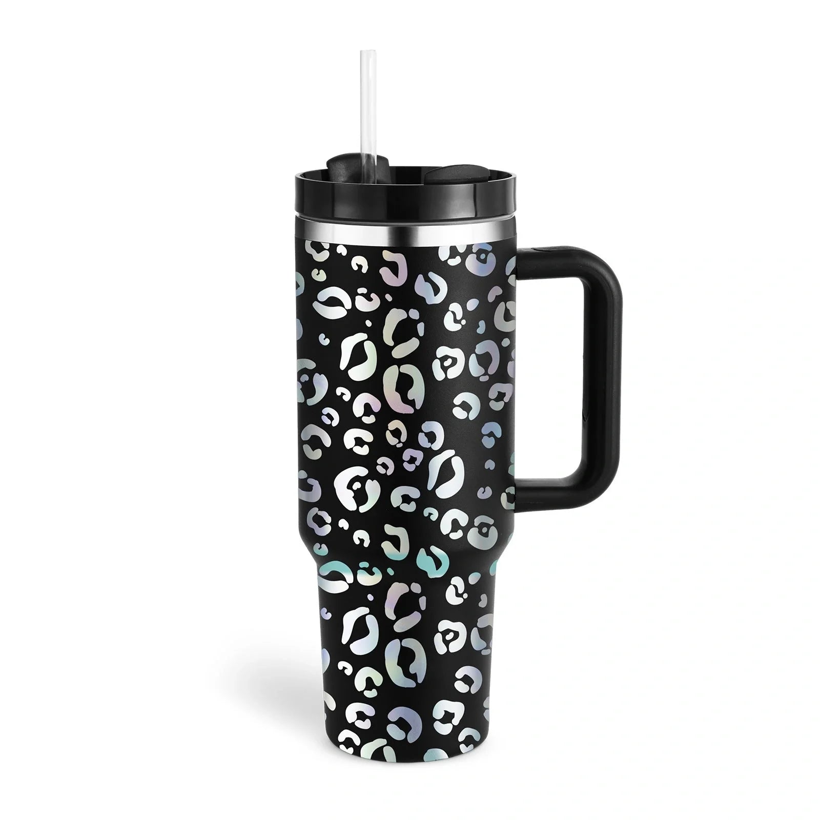 40oz stainless steel coffee mug with handle and straw, BPA-free, various colours available