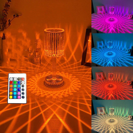 Crystal Diamond Line Atmosphere Remote Control Touch Night Light on a bedside table