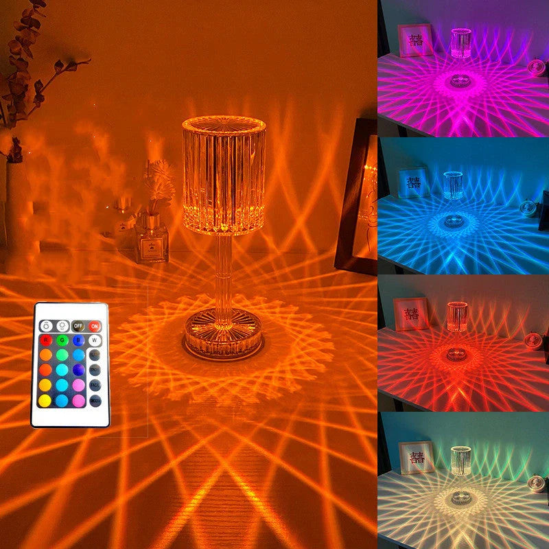 Crystal Diamond Line Atmosphere Remote Control Touch Night Light on a bedside table