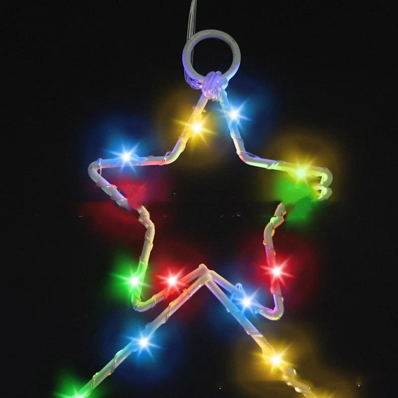 Wrought iron Christmas tree shaped LED lantern with white birch finish and 40 LED lights