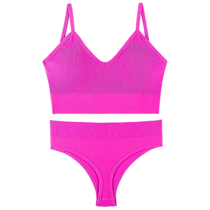 Wireless French triangle cup bra set for small chest push-up in various colours