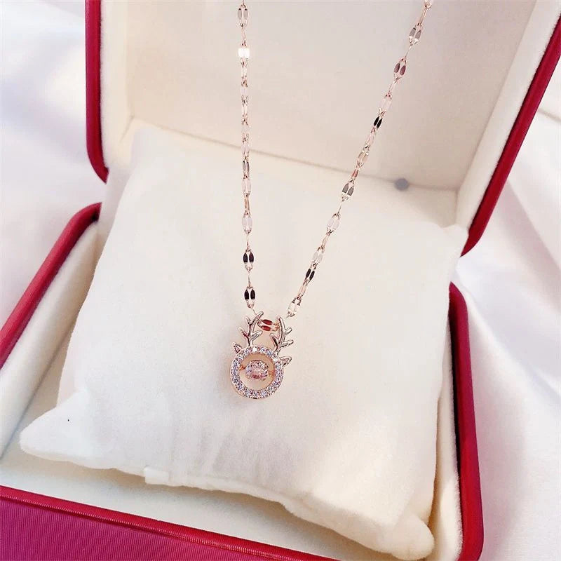 Valentine's Day titanium steel perfume bottle pendant necklace with zircon detail