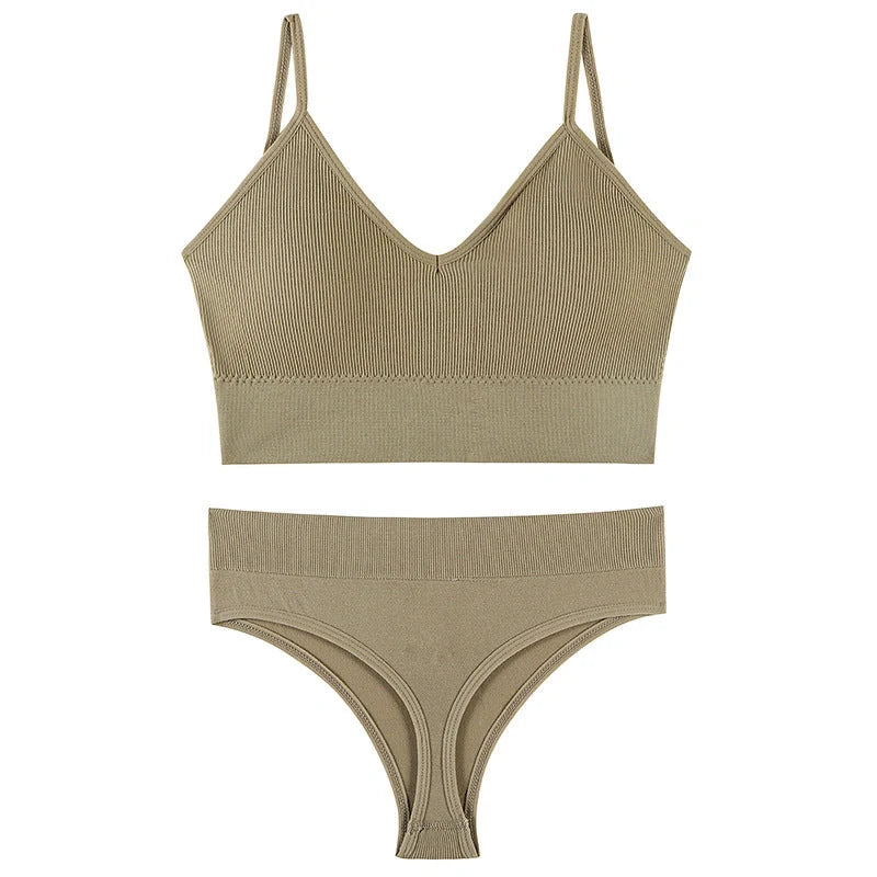 Wireless French triangle cup bra set for small chest push-up in various colours