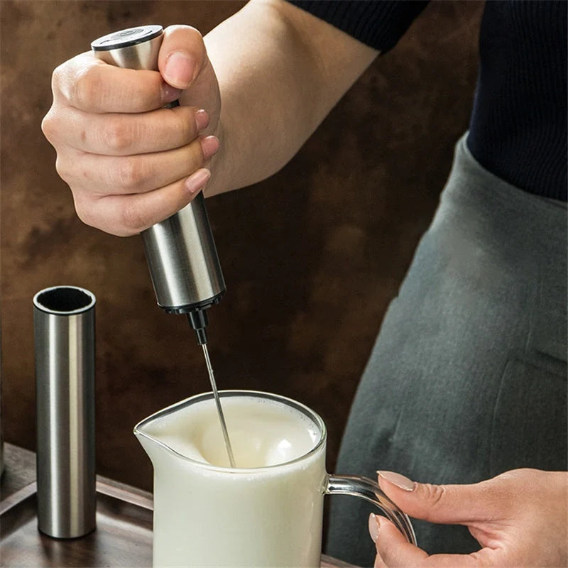 Electric Coffee Blender with Milk Frother in Silver