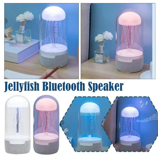 3-in-1 Jellyfish Lamp Bluetooth Speaker with vibrant LED lights in white