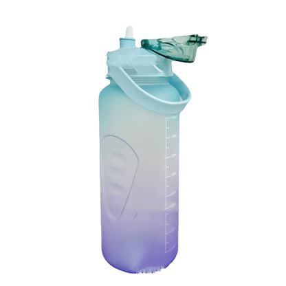2.2L Large Capacity Half Gallon Plastic Space Cup with time markings and gradient colours