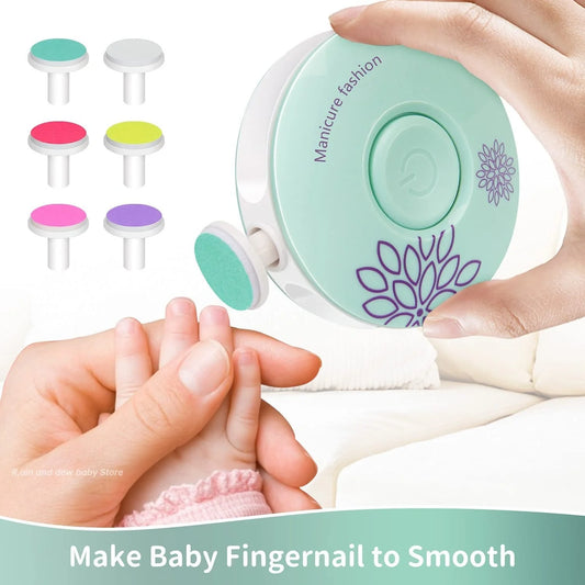 Baby Electric Nail Grinder in red and green with multiple grinding heads