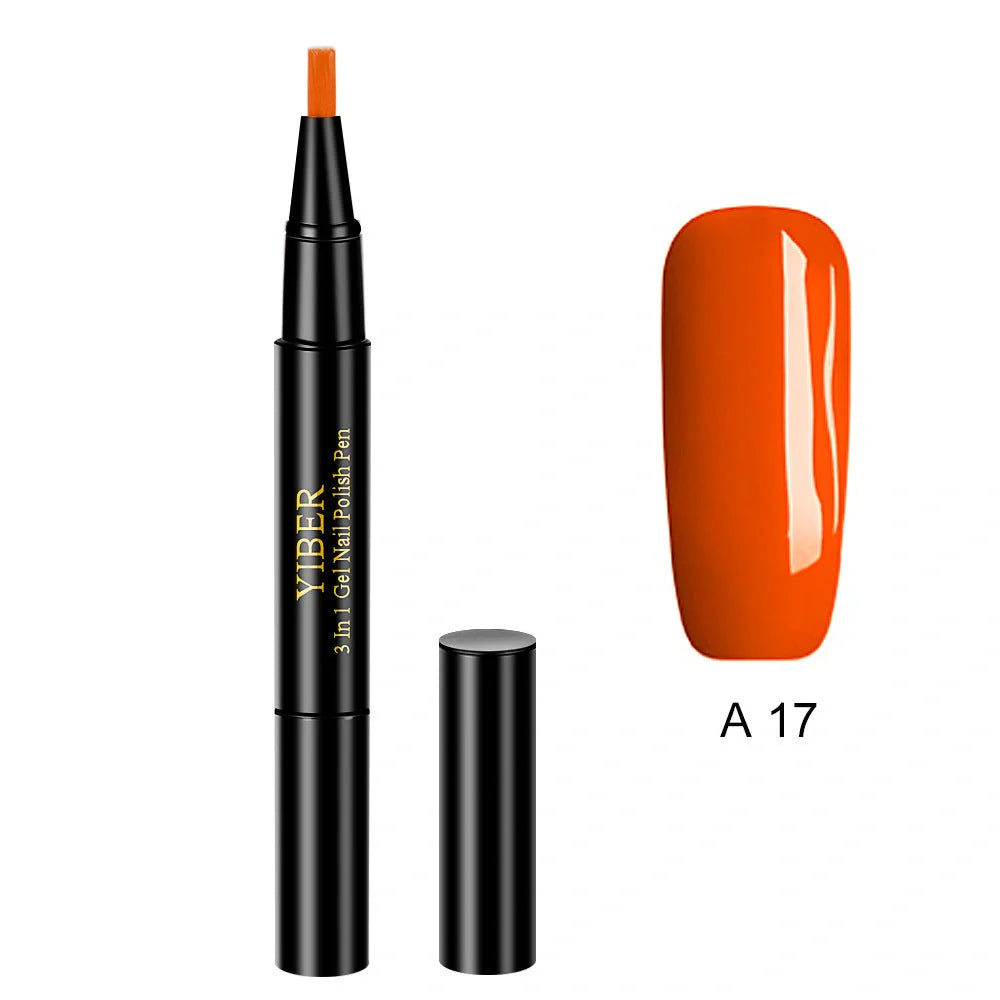 3-in-1 Gel Nail Varnish Pen with Glitter for easy one-step nail art
