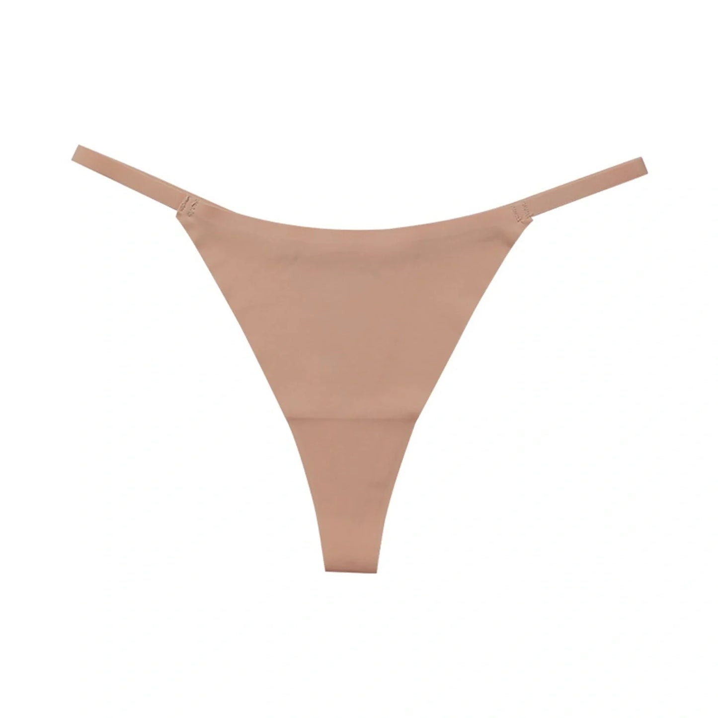 Low waist ice silk seamless T-back female underwear set in multiple colours
