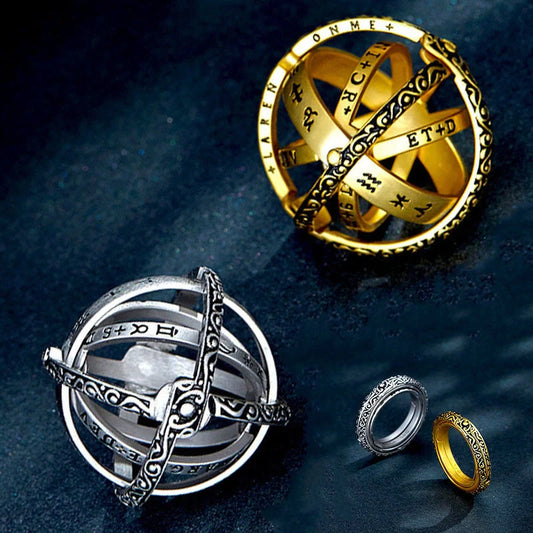 Germany Astronomical Ball Ring Necklace with flip deformation feature in silver and gold