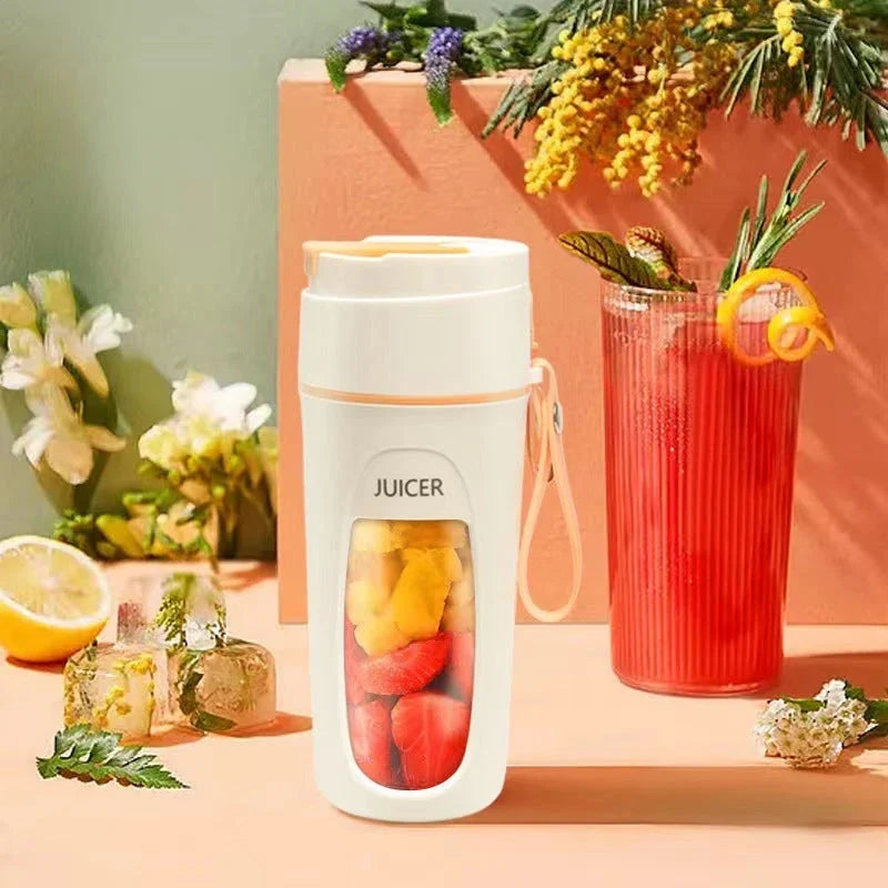 Rechargeable portable blender with USB charging, perfect for outdoor juicing and smoothie making