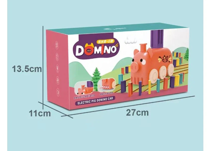 Electric domino train toy set with colorful blocks for kids