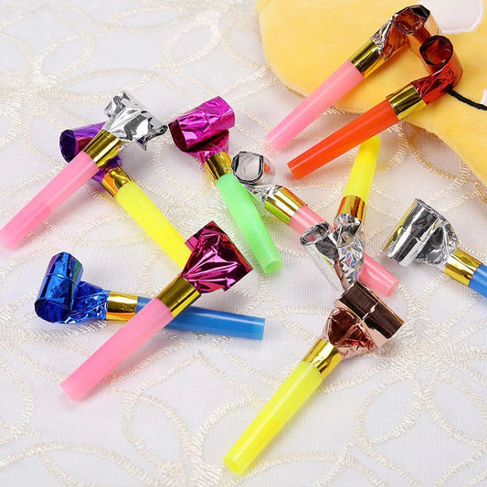 Colourful dragon-themed party favours made of high-quality plastic, including sticks and hammers in a variety of vibrant hues