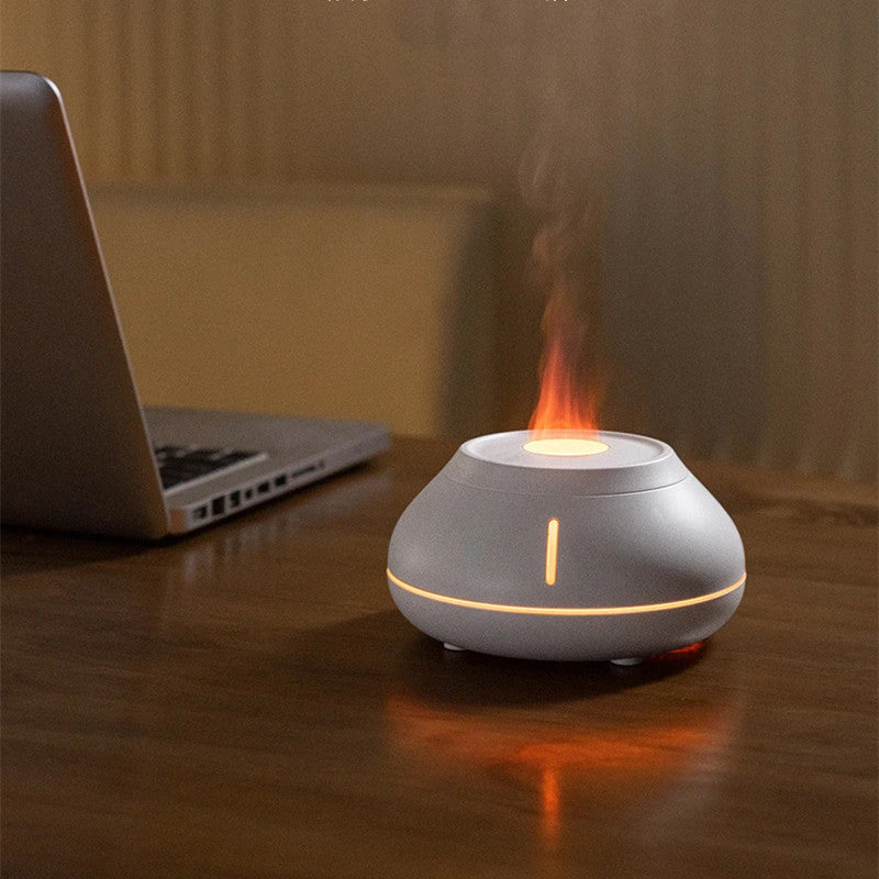 Aroma diffuser with flame-like effect, designed for relaxation and ambiance in home or office settings