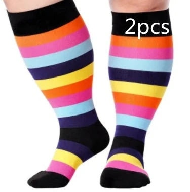 Plus-sized compression socks with bamboo fiber blend for breathability and comfort