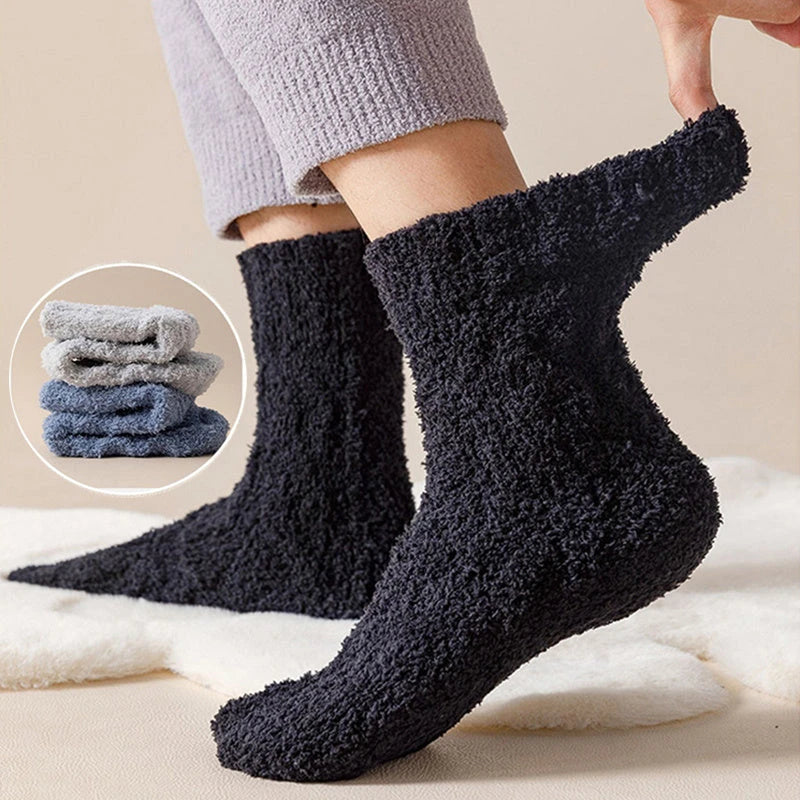 Plush velvet fleece socks in a variety of warm and cosy colours