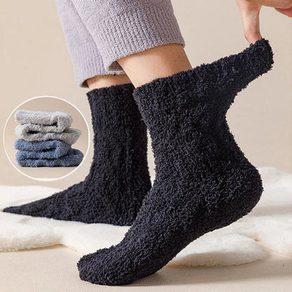 Plush velvet fleece socks in a variety of warm and cosy colours