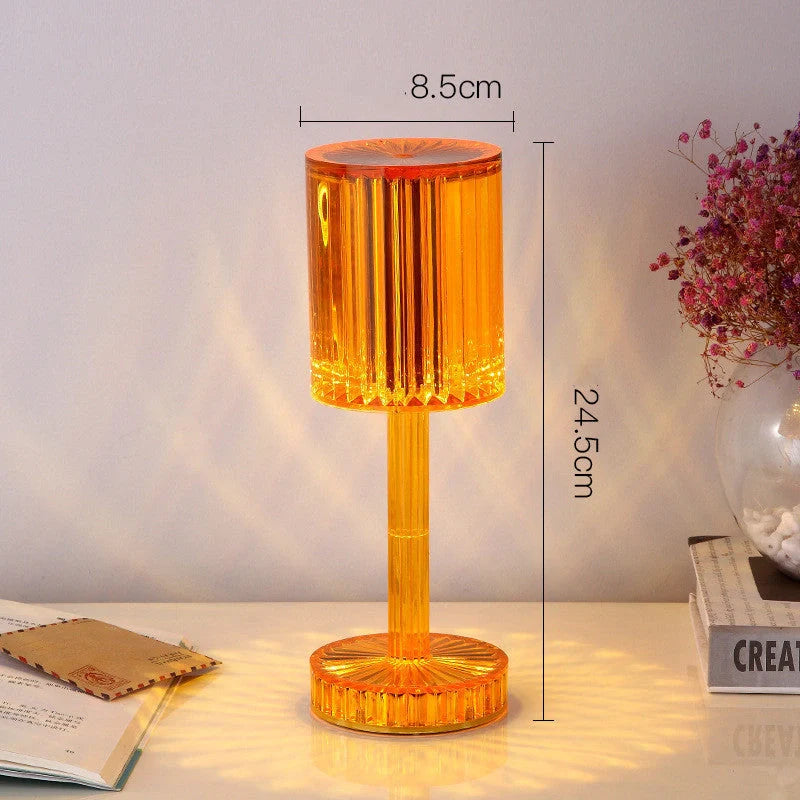 Elegant crystal table lamp with dimmable LED and touch control for home and hotel decor