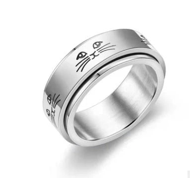 Titanium steel rings with captivating celestial designs including stars, moons, and floral motifs