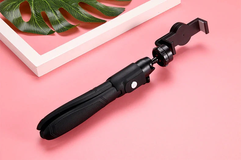 Adjustable Bluetooth selfie stick with remote control and tripod for iPhone, ideal for capturing full-body and hands-free mobile photos