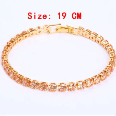Luxury cubic zirconia tennis bracelet for women and men, available in multiple colours and sizes.