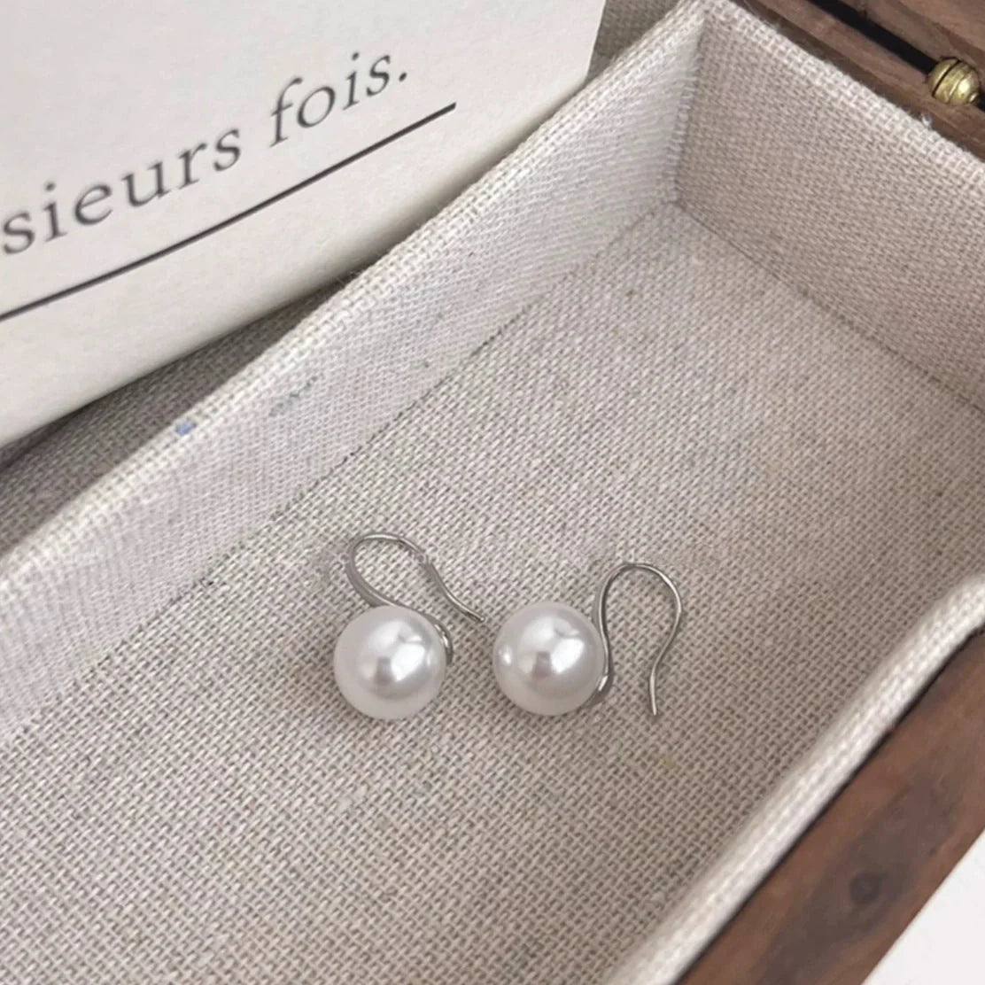 Elegant sterling silver pearl non-piercing clip earrings for women