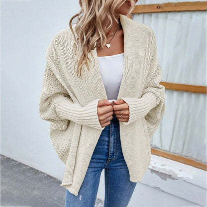 Cozy knit cardigan jacket with batwing sleeves in a variety of solid colors