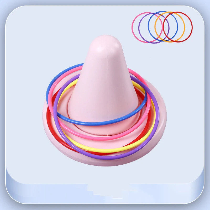 Children's balance training sensory toy with throwing rings in bright colours