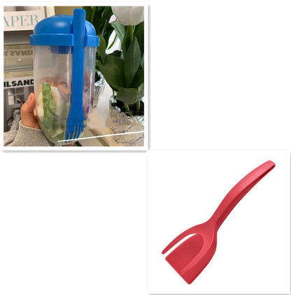 Bento food taper bowl set with fork and sauce cup lid in various colours