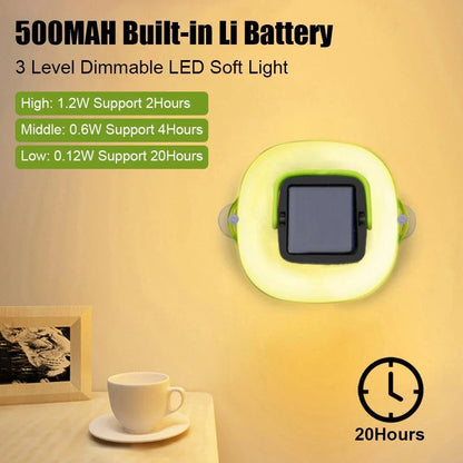 Collapsible camping lantern with solar charging, three brightness levels, and water-resistant design