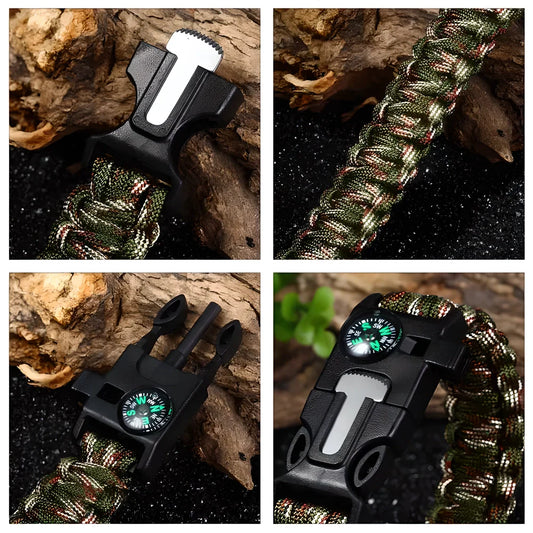 Premium 5-in-1 Paracord Survival Bracelet with Waterproof Compass, Fire Starter, and High-Pitched Whistle - Essential Gear for UK Adventurers