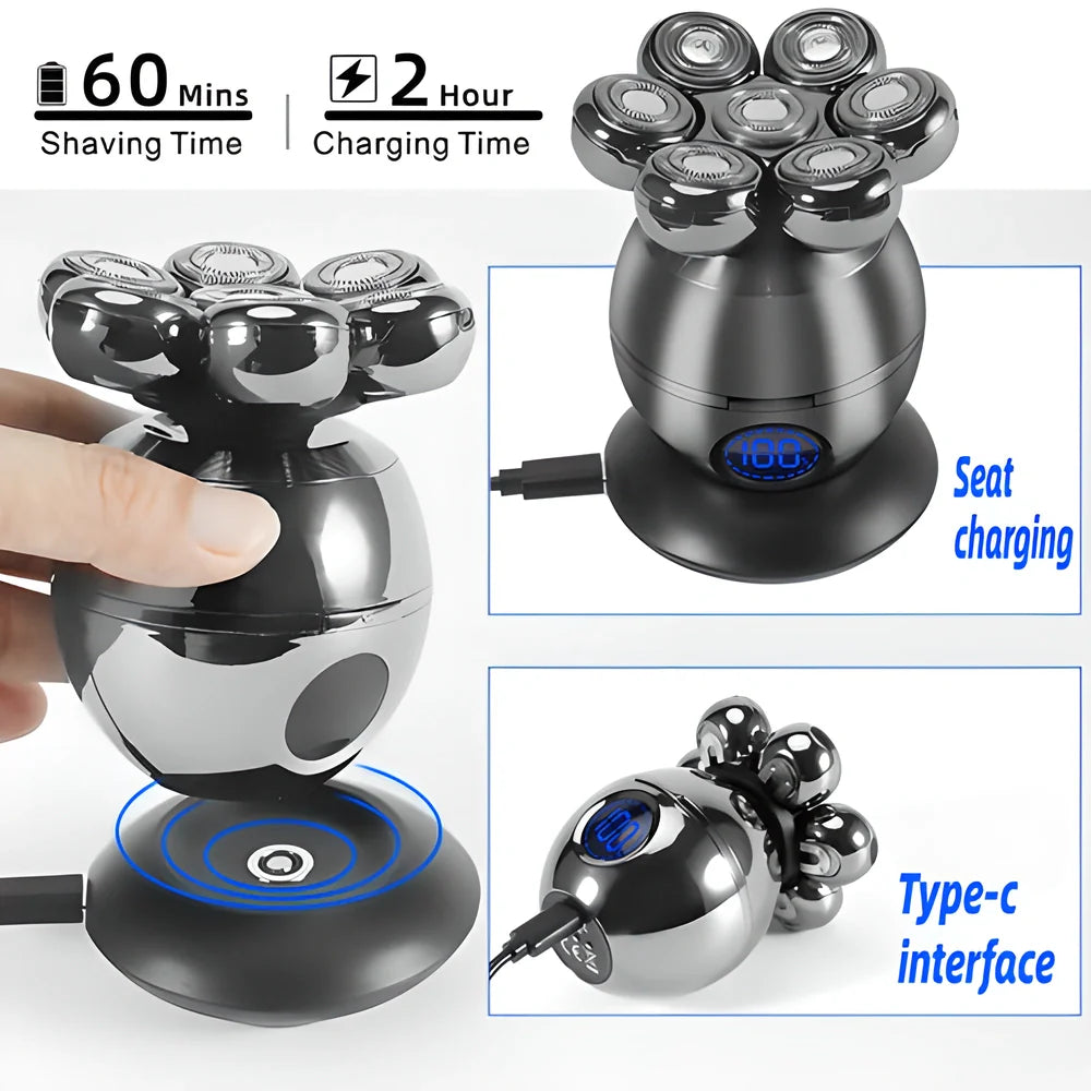 Premium 7D Floating Cutter Waterproof Electric Shaver with intelligent power display and versatile 5-in-1 design