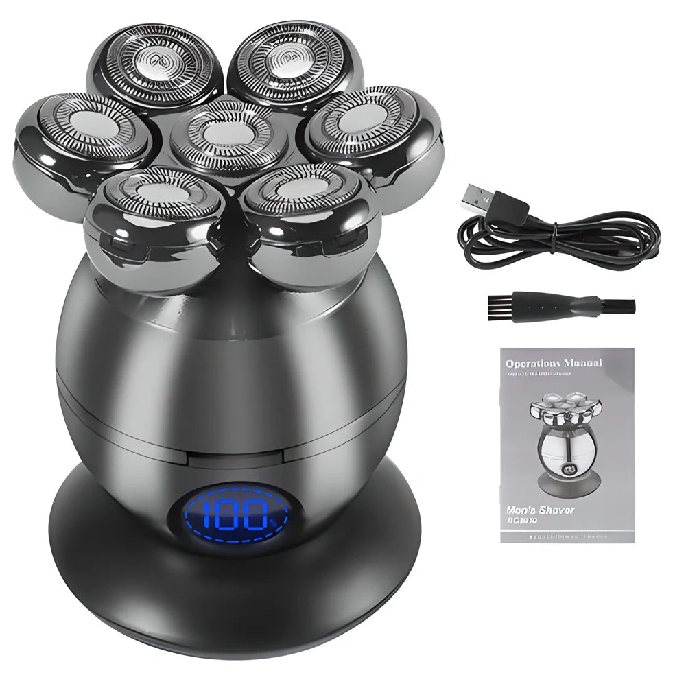 Premium 7D Floating Cutter Waterproof Electric Shaver with intelligent power display and versatile 5-in-1 design
